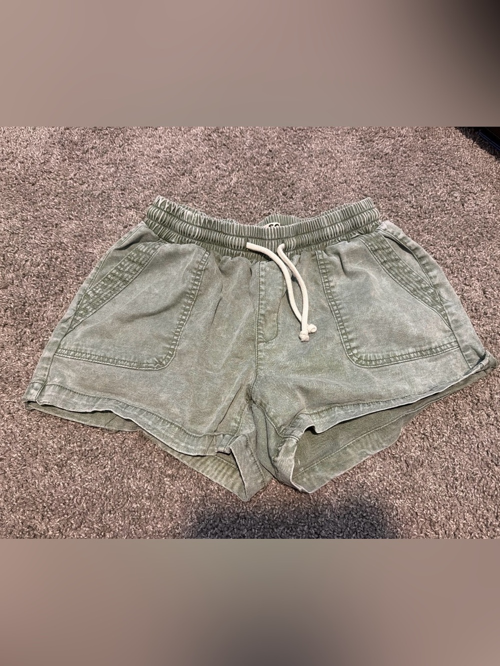 SO Olive Green Drawstring Athletic Shorts